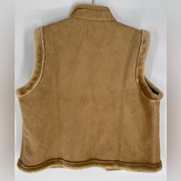 Valerie Stevens Size XL Faux Fur Lined Vest Khaki - Picture 5 of 5